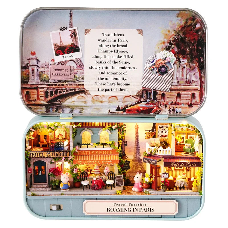 DIY Wood DollHouses Handmade Funny Box Theatre Miniature Box Cute Doll Houses Assemble Kits Gift Wooden Toys For Girls - Q012