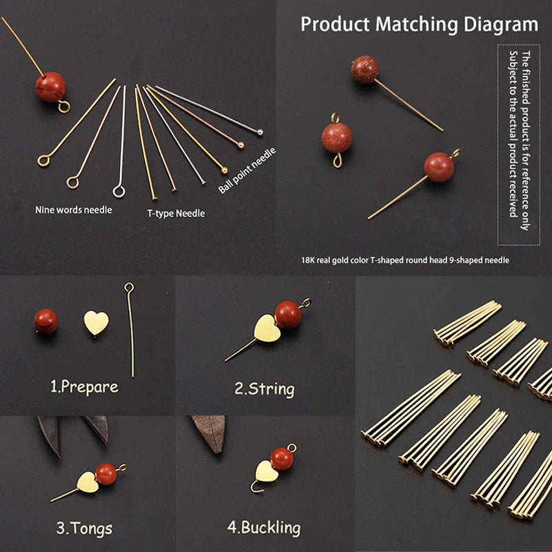 100Pcs/Lot Stainless Steel Headpin Diy Jewelry Accessories Earrings Beading Eye Pins Flat Head Pins For Jewelry Making Suppli