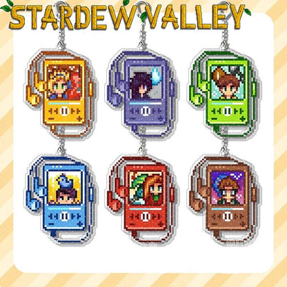 Game Stardew Valley Sebastian Shane Elliott Cosplay Keychain Acrylic Pixel Walkman Pendant Keyring Key Chain Bag Accessory Pr