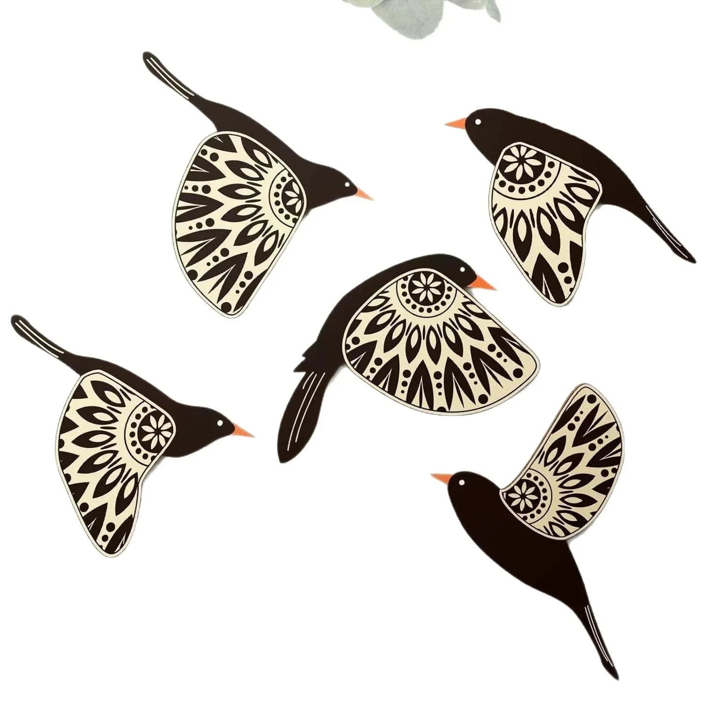 5pcs Wooden Black Bird Wall Decor Art Vintage Gothic Home Decor for Living Room Bathroom Kitchen Decorations Indoor Outdoor G