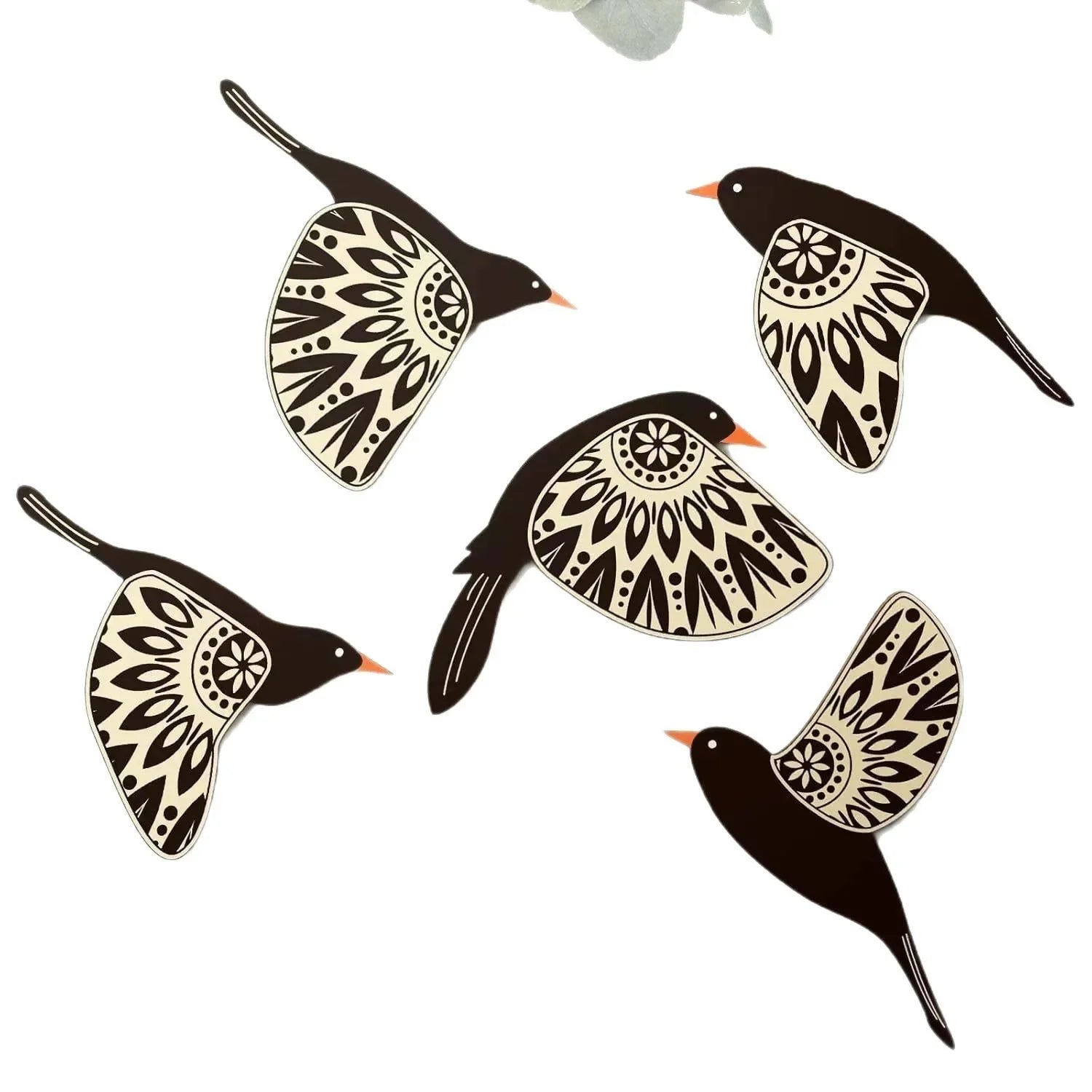 5pcs Wooden Black Bird Wall Decor Art Vintage Gothic Home Decor for Living Room Bathroom Kitchen Decorations Indoor Outdoor G