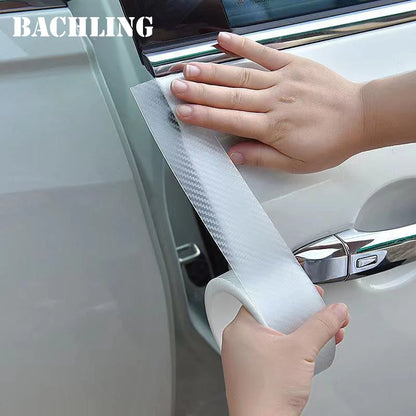 3/5/10M Transparent Carbon Fiber Car Threshold Portector Moulding Strip Trim Bumper Strip Clear Wear Surface Tapes DIY Film T