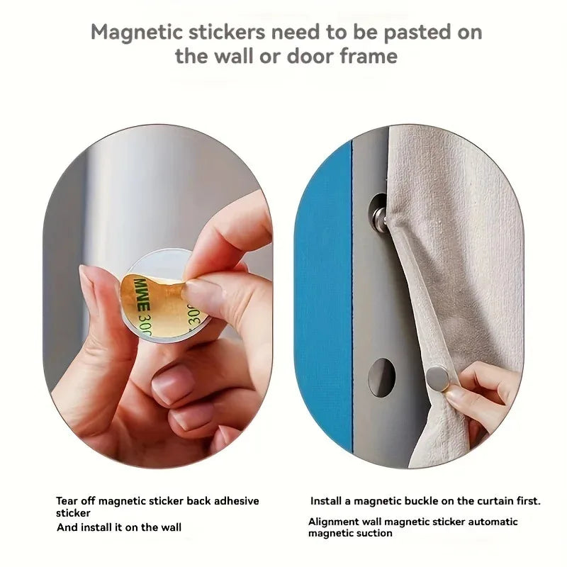 Heavy Duty Magnetic Hooks for Curtains - No Drilling Wall Mounted Hanger, Rustproof Metal Hook with 15lb Load for Kitchen