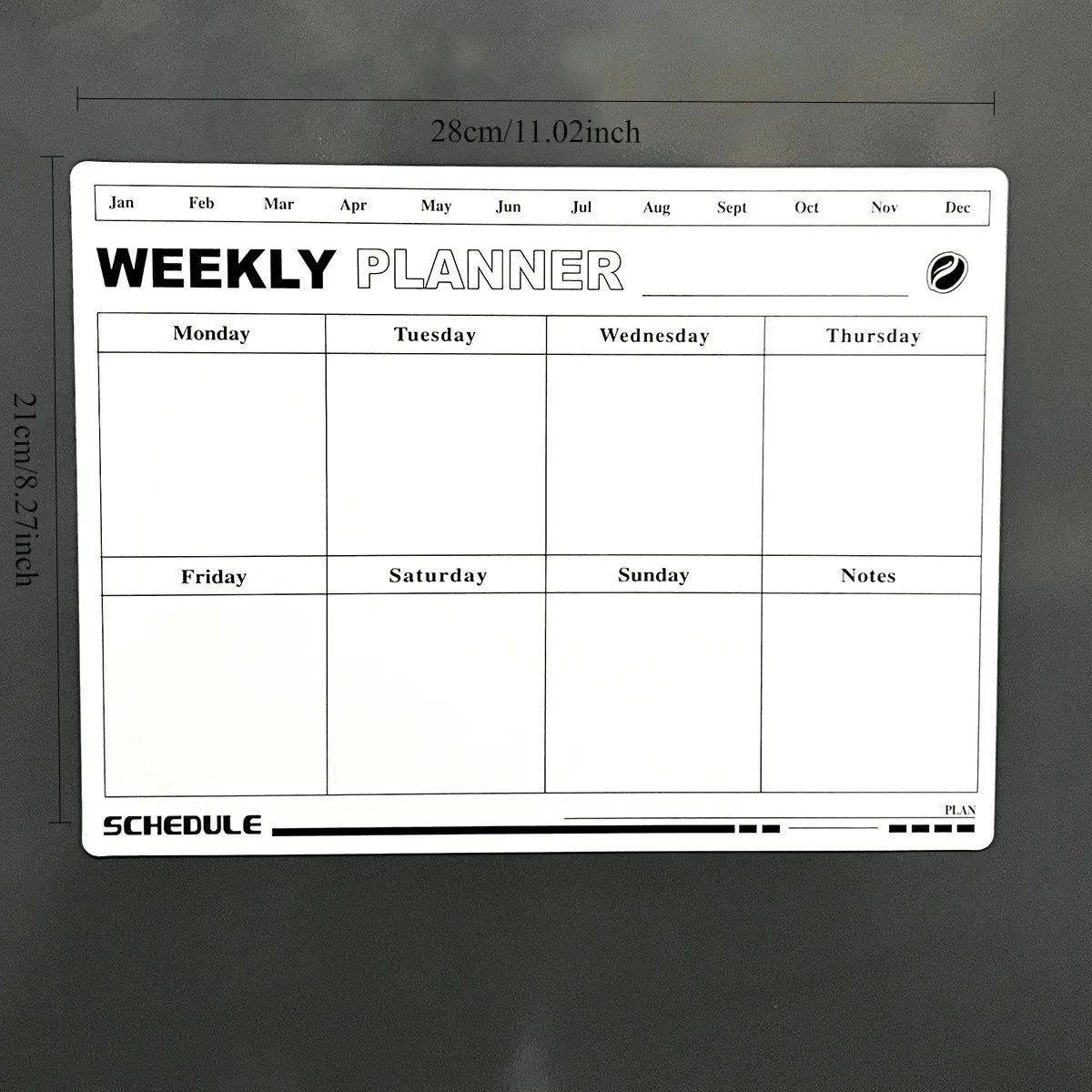 A refrigerator magnet ,monthly and weekly planner, magnetic calendar sticker, soft magnetic note sticker, message board - WHI