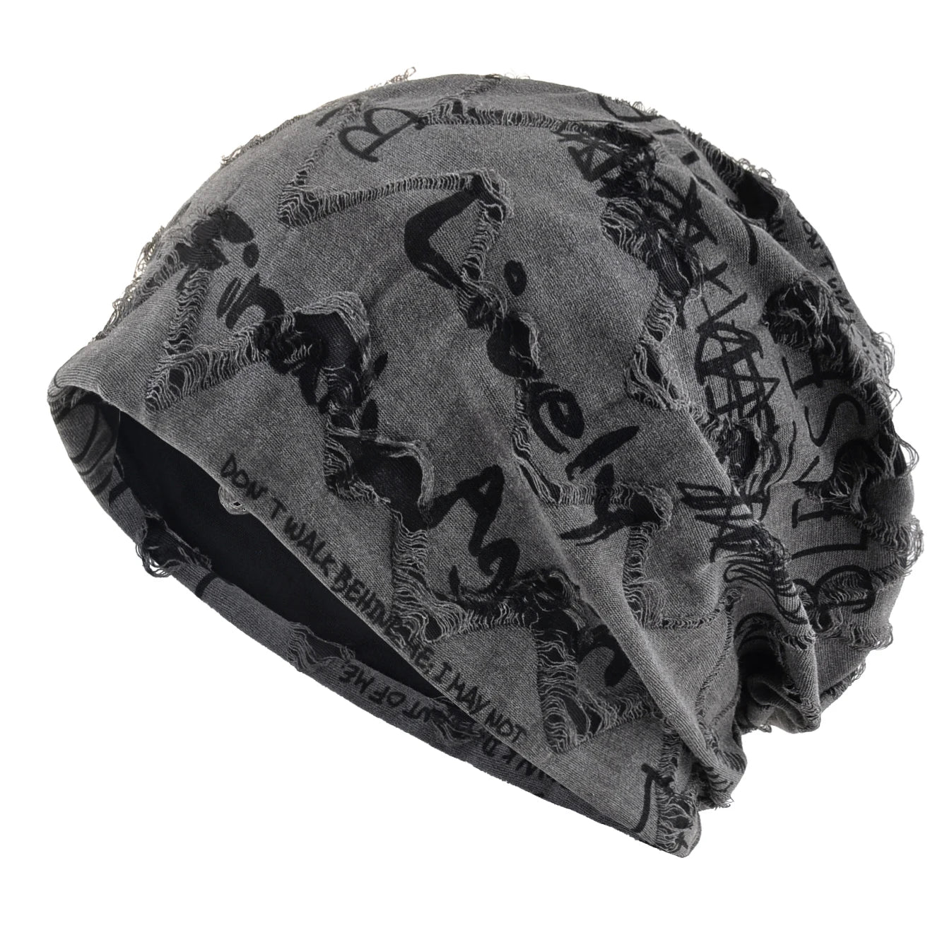 Letter Print Beanie Hats For Women Men Vintage Distressed Cracked Design ​Wasteland Style Spring Summer Warm Fleece-lined Win