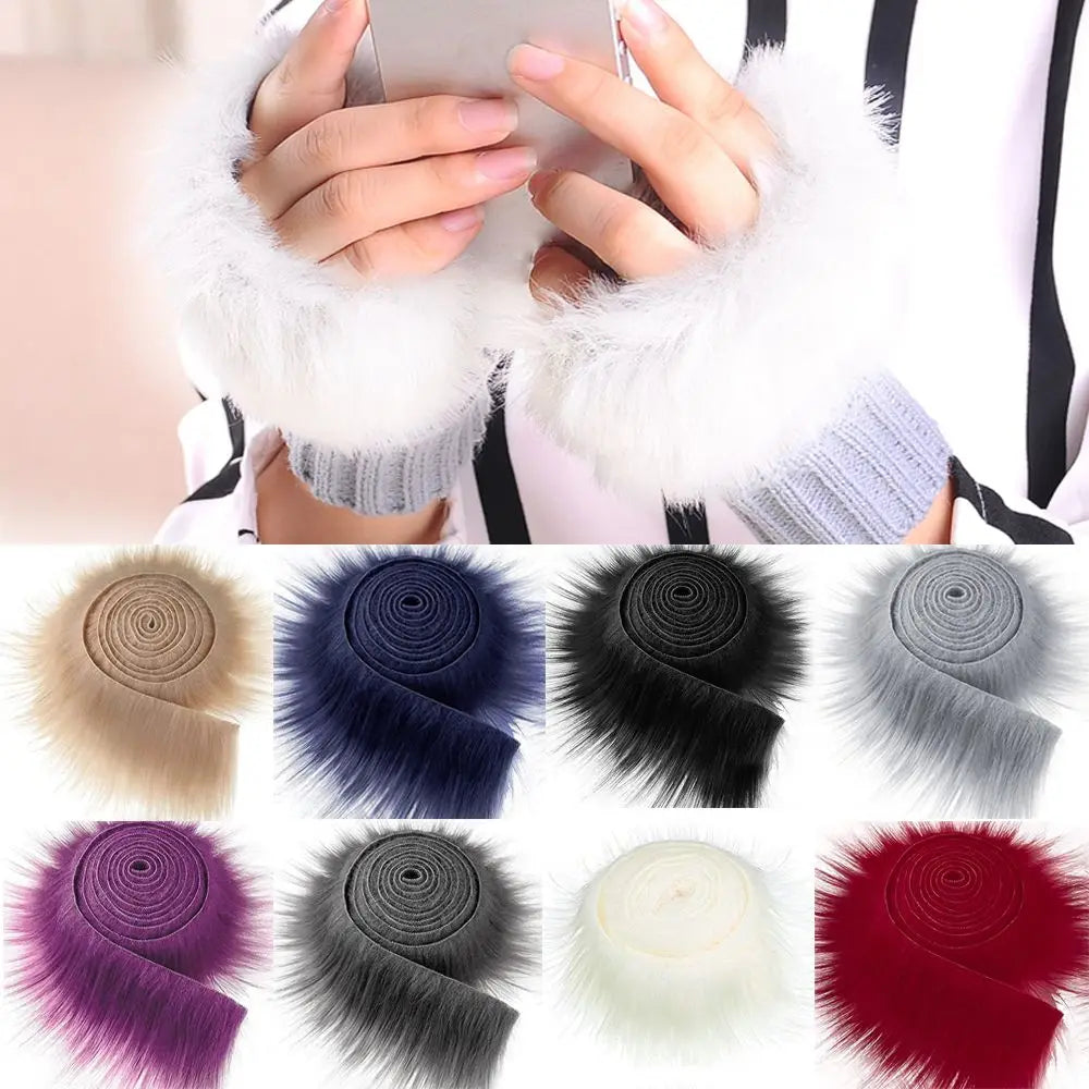 Muiltcolor Long Plush Fur Trim Fabric Roll Stripe Faux Fur Ribbon Tapes Winter Costume Soft DIY Crafts Home Decoration Gift
