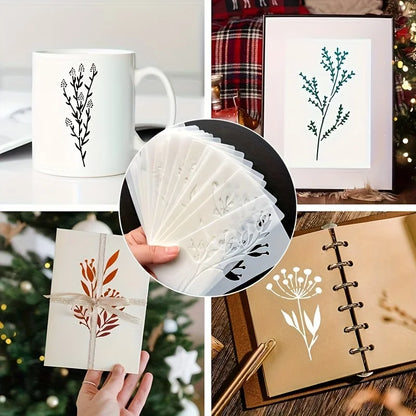 18Pcs/set DIY Flower Painting Stencils, Reusable Plastic Templates for Wood, Fabric, Paper Spray Paint & Graffiti Craft Suppl