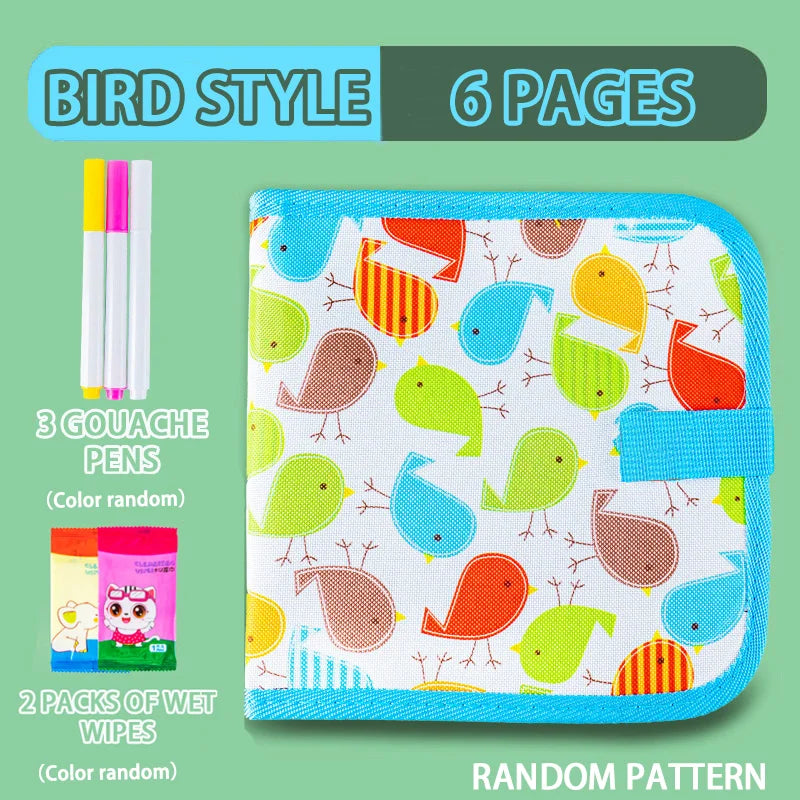Erasable Doodle Book for KidsToddlers Toys Reusable Drawing Pads with 12 Watercolor Pens Preschool Toy Trip Writing Painting 