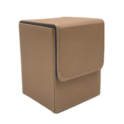 Card Fit For 100+Single Sleeved Cards , Leather Trading Commander Deck Box Compatible With Card Deck,Game Card Box - khaki