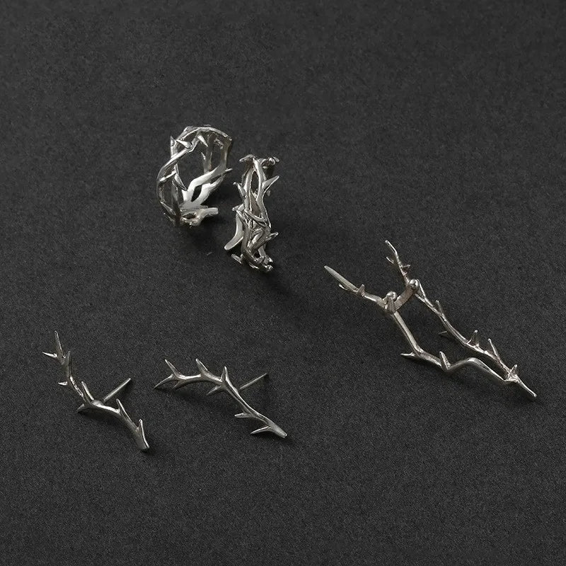 Vintage Ins Style Adherence Men's and Women's Rings with Branches, Thorns, Couples' Ring Gifts, Fashion and Personality