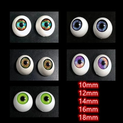 1 Pair 10mm/12mm/14mm/16mm/18mm Doll Eyeball For BJD DIY Doll Eyes Accessories Animal Eyes Acrylic Eyes Doll Eyeballs