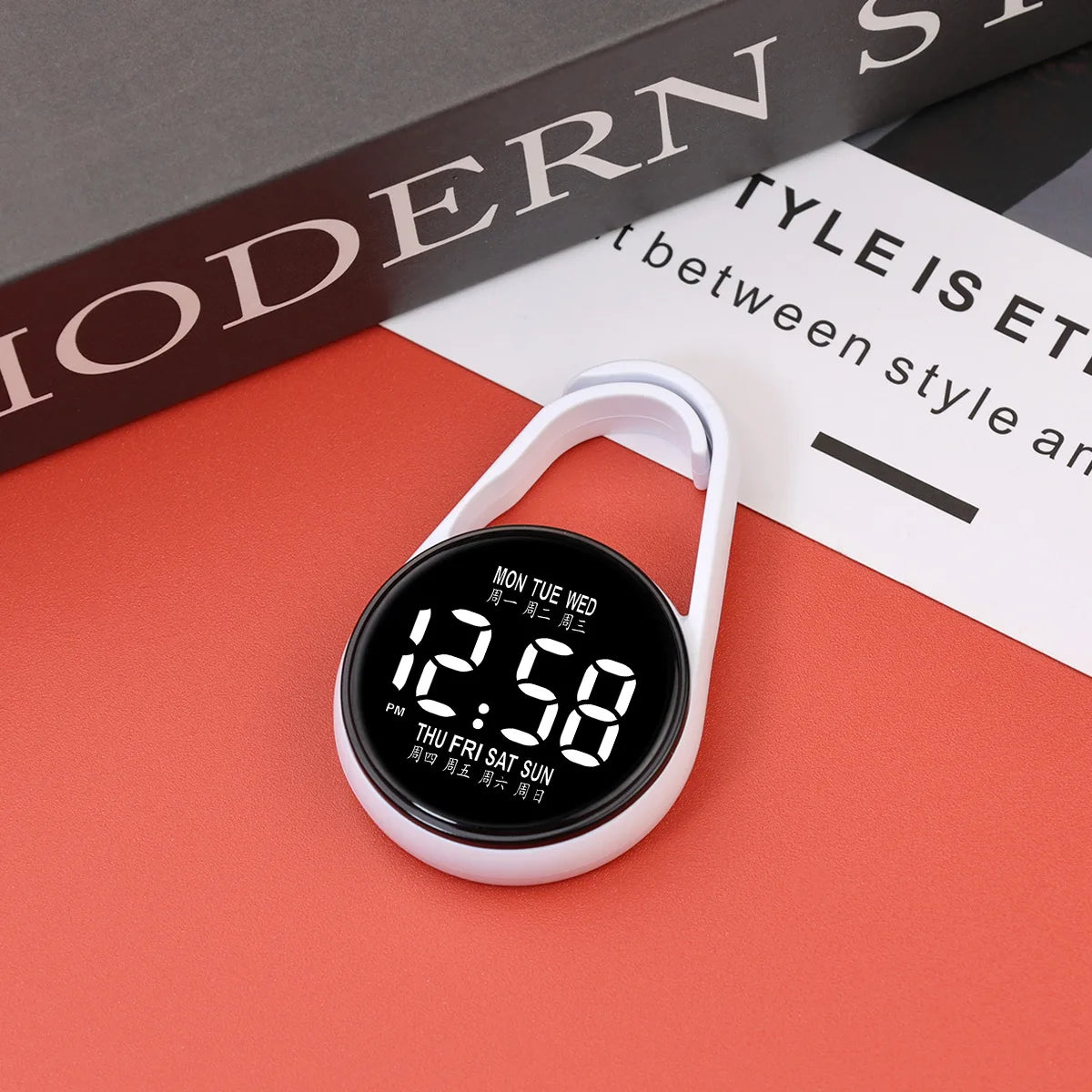 LED Electronic Hanging Watch Night Light Digital Electronic Hanging Watch Pocket Watch - white