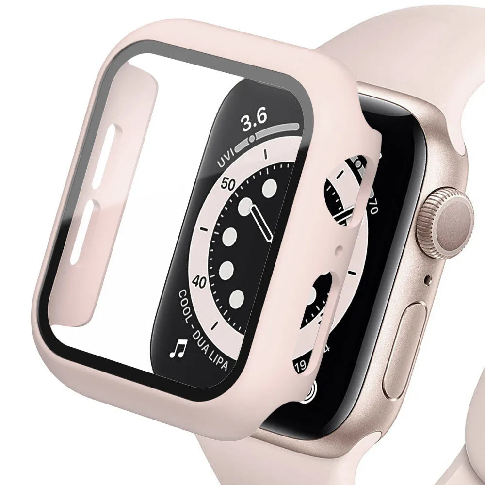 Tempered Glass+cover For Apple Watch Accessories 45mm 41mm 44mm 40mm 42mm Screen Protector Apple watch Case serie 9 4 5 6 SE 