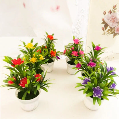 Artificial Flowers Plant Pot Simulate Fake Plastic Flowers Home Office Decor Gift Desktop Bonsai Wedding Party Balcony Orname