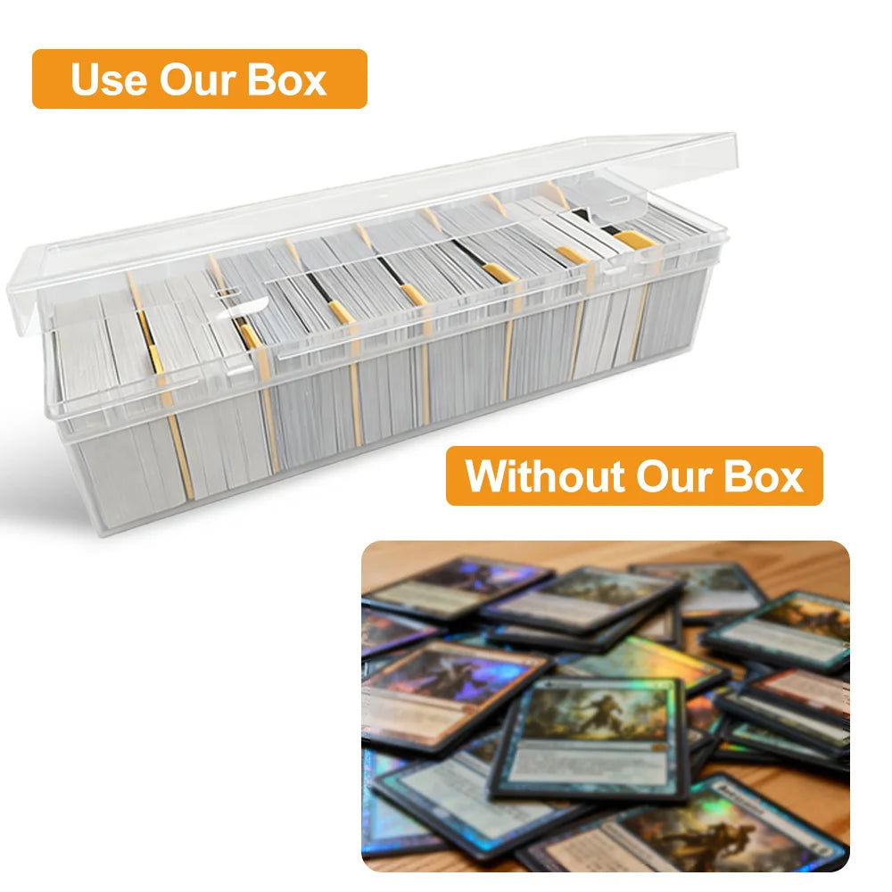 Holds 800+ Trading Card Storage Box for MTG PKM Cards Plastic Large Clear Compartmentalized Organizer Card Case for Sports PT