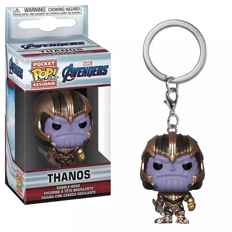 FUNKO Captain America Inro Man Deadpool Spider Man Thanos Thor Keychain Toys Vinyl Doll Collectible Toy Figures Best Kid Gift
