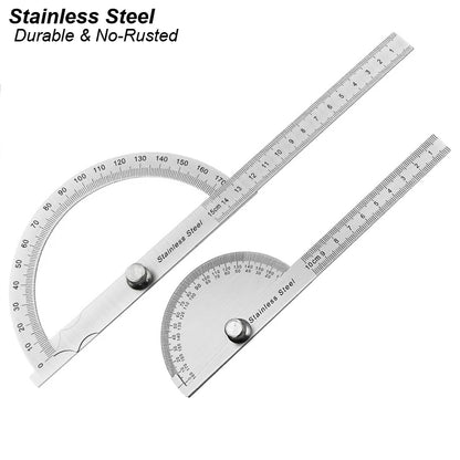 Angle Meter Measure Protractor Ruler Metal Finder 180 Degree Guage Goniometer Stainless Steel Woodworking Wood Measurement To