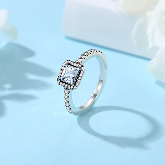 Original 925 Sterling Silver Ring Love Heart Pave CZ Crystal Stackable Rings For Women Wedding Engagement Birthday Gift Jewel