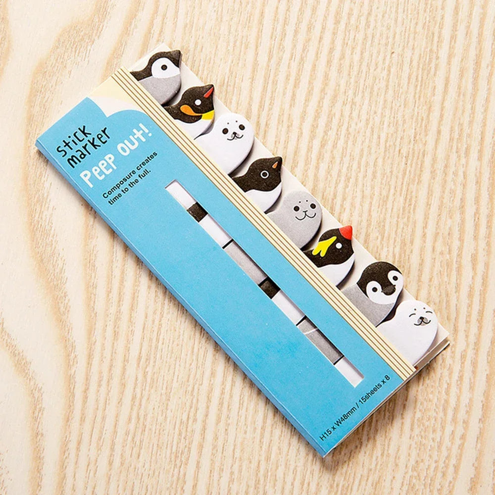 Cute Penguin Cat Panda Memo Pads Sticky Notes Index Posted Planner Office Creative School Stationery - Penguin