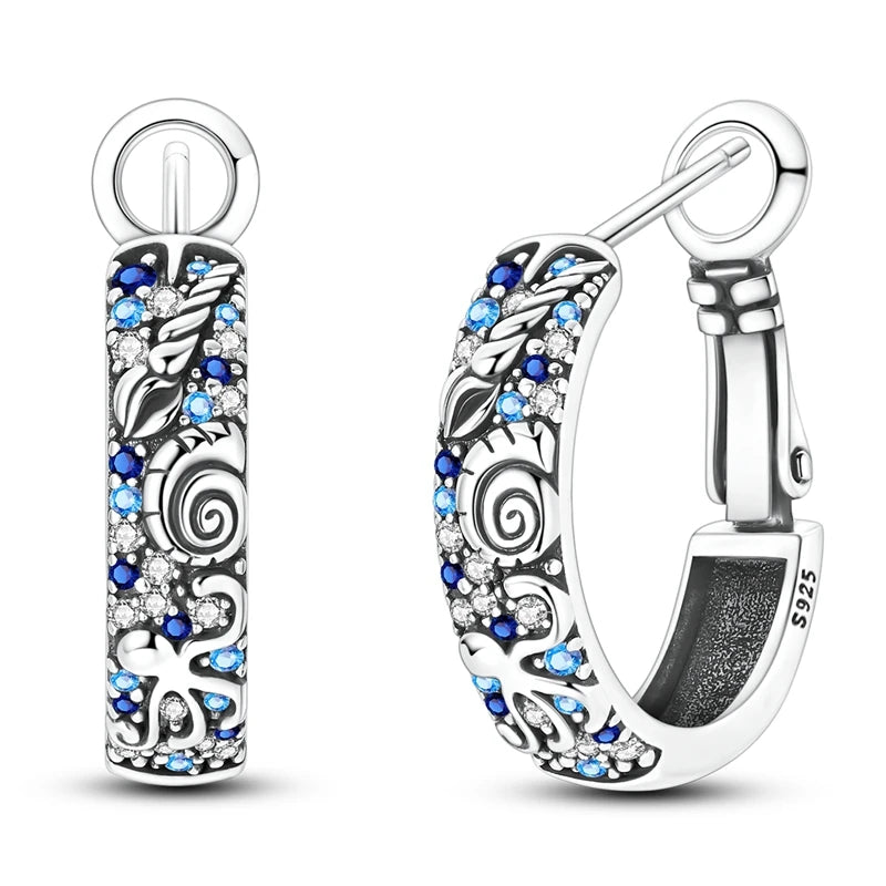 925 Sterling Silver Hoops Earrings Hypoallergenic Hoops Earrings With Zirconia Fashion Jewelry for Women Girls - KTE672