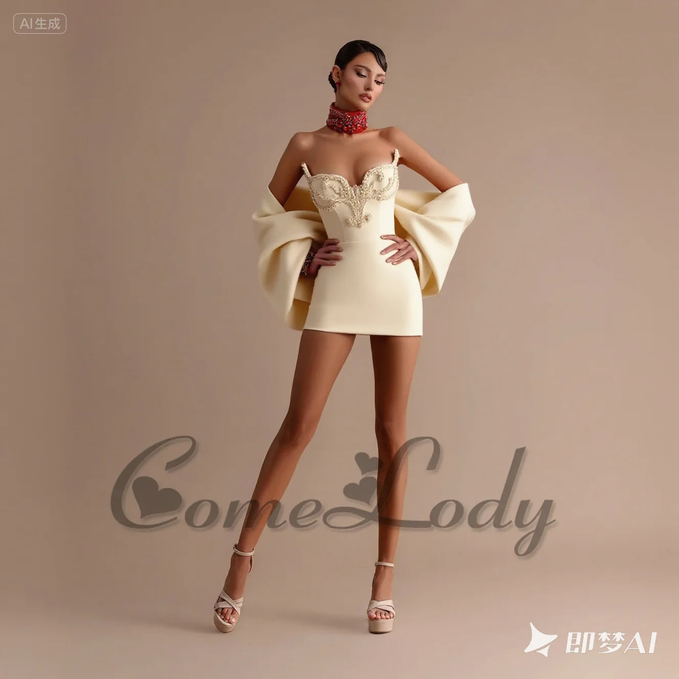 Comelody Fashionable Graduation Dresses for Weddings Appliques Sweetheart Sheath Mini Cape Prom Vestidos De Gala Customized