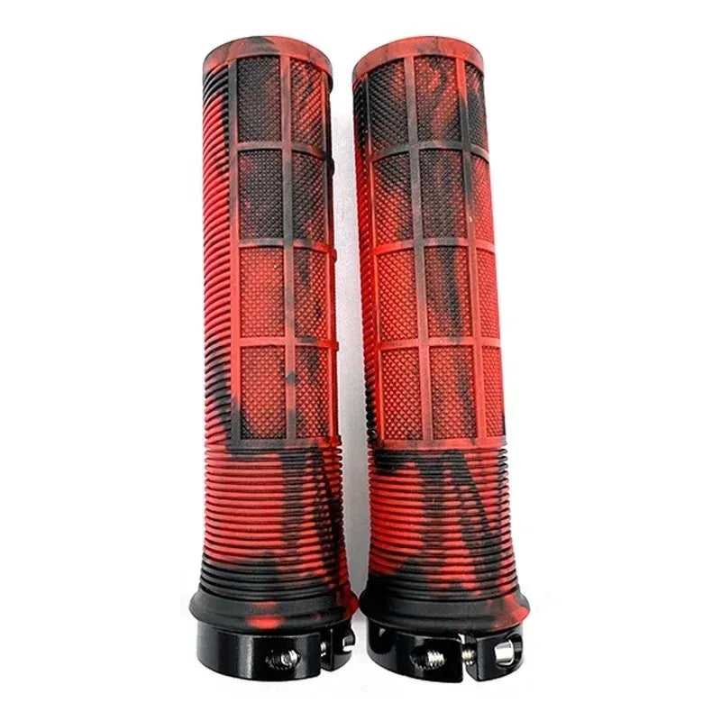 TPR Bicycle Grips Integrated Bike Handlebar Grips Aluminum Alloy Lock On Bicycle Handles Non-slip MTB Cuffs Mountain Bike Par
