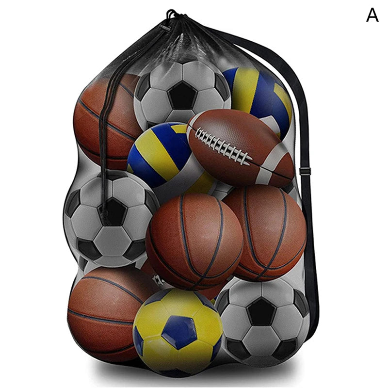 Soccer Ball Bag Large Mesh Drawstring Sports Storage Sack with Zipper Pocket for Basketball Volleyball Football Training Gear