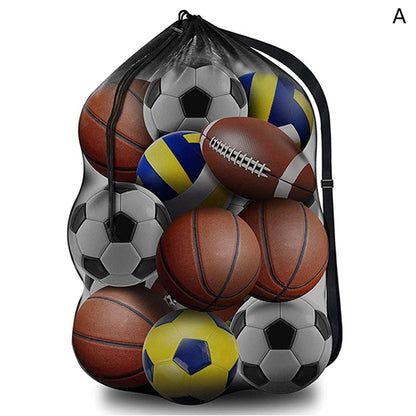 Soccer Ball Bag Large Mesh Drawstring Sports Storage Sack with Zipper Pocket for Basketball Volleyball Football Training Gear