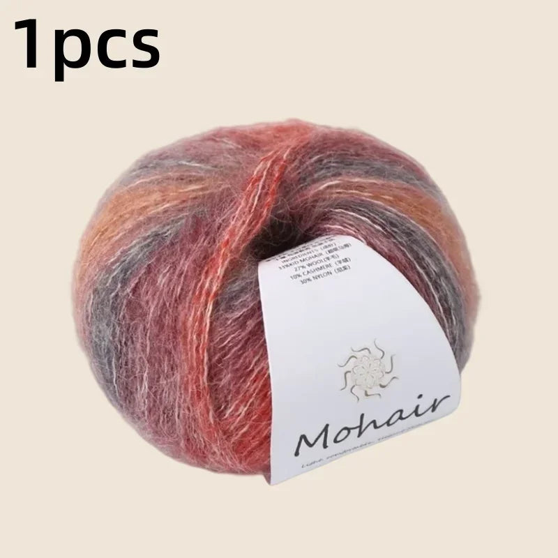 Crochet Yarn, Gradient Mohair Soft Cotton Yarn, DIY Knitting Yarn for Baby Sweater, Baby Hat, Cozy Scarf Projects