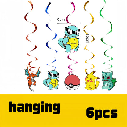 Decoration Pokemon Birthday Party Hats Pikachu Disposable Tableware Tablecloth Cup Plate Napkin Baby Shower Party Favors Poke