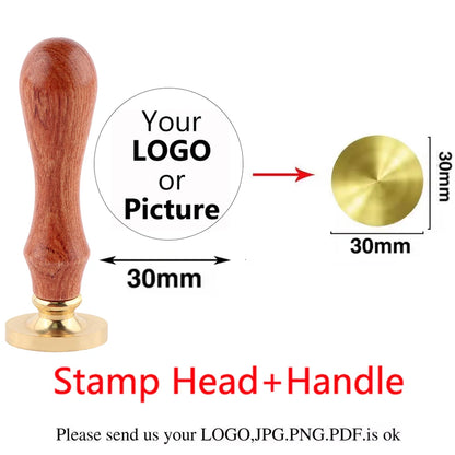 Custom Brass Wax Seal Stamp Personalized LOGO 25/30/40/50mm Round/Square Wax Sealing Head For Wedding Invitation Card Decor S