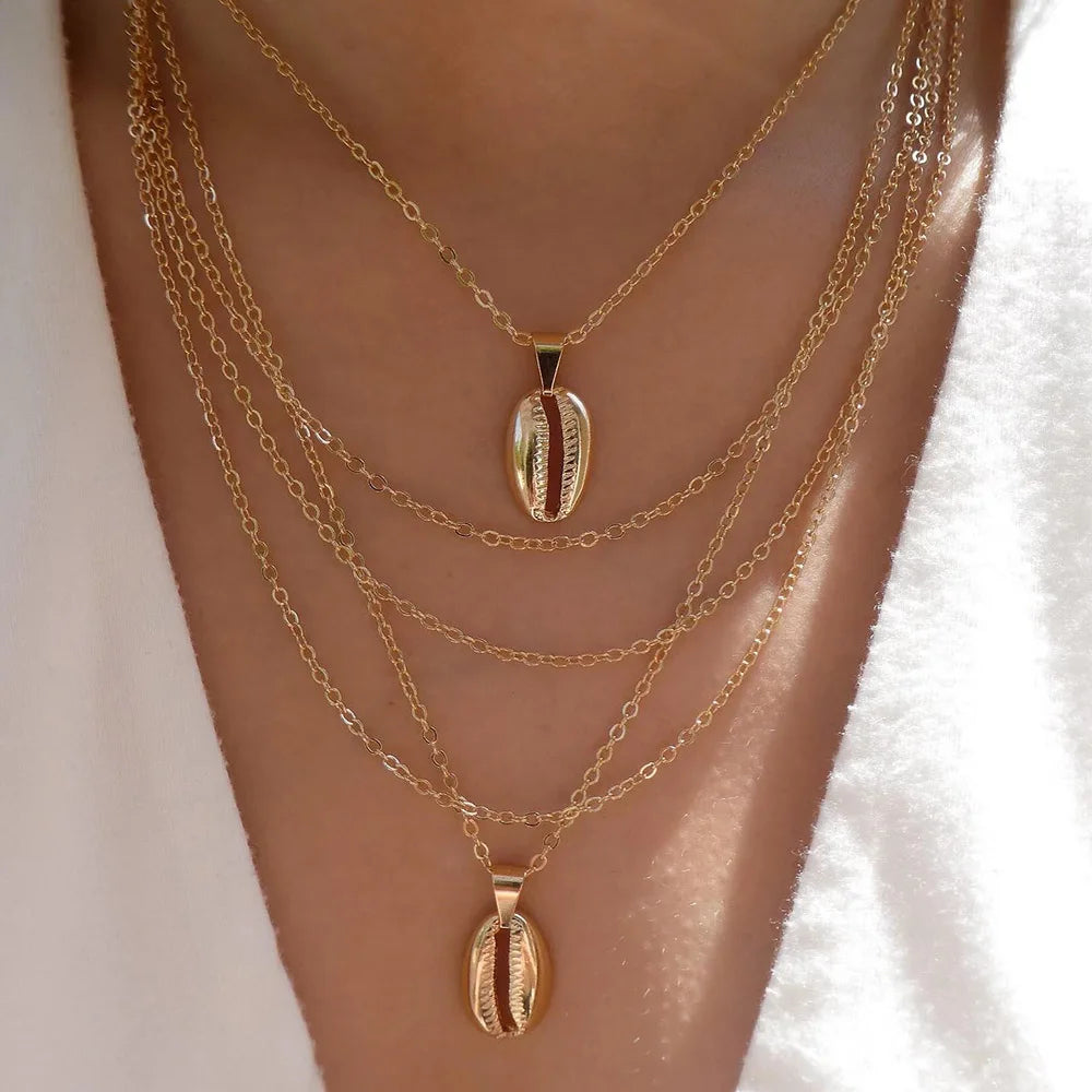 Vintage Gold Color Multiple Styles Necklace For Women Trendy Multi-Layer Disc Pendant Necklaces New Tendyaces Set Jewelry Gif