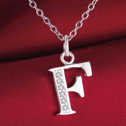 26 Letters 925 Sterling Silver Necklace Pendant Zircon For Women Exquisite Student Girlfriend Jewelry Accessories Wedding Gif