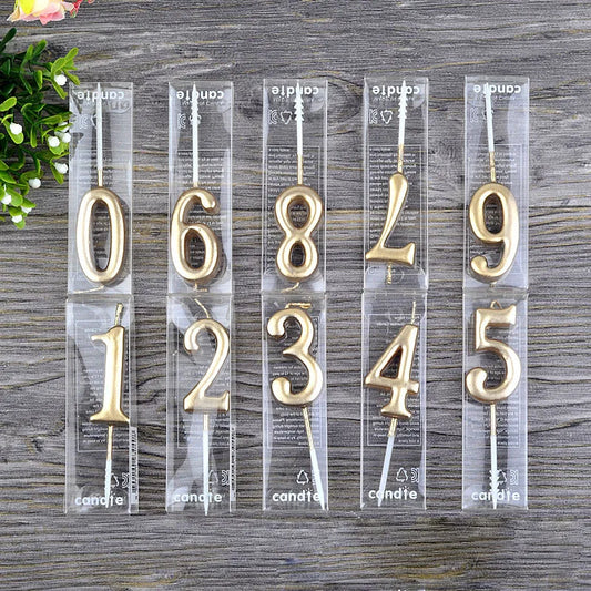 1Pcs Gold Happy Birthday Number Cake Candles 0 1 2 3 4 5 6 7 8 9 Cake Topper Kids Girls Boys Bar Baby Party Supplies Decorati