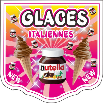 Store Sign Wall Flag 60x 60cm Two Face Printing 70cm Length Pole Wall Installation ITALIENNES GLaces Granita Milkshake
