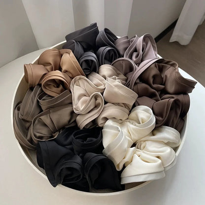 Korean Big Hair Tie Ribbon Scrunchies Satin Elastic Hair Band Bow Women Simple Temperament New Style Ponytail Hair Accessorie