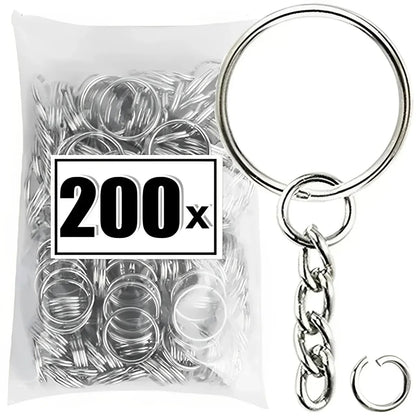 50/500pcs Silver Plated Metal Blank Keyring Keychain Split Key Rings with Chain Climbing Buckles Carabiner Keychain Accessori