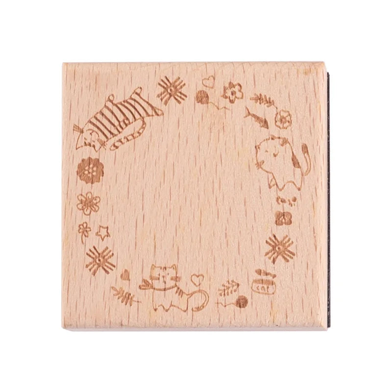 Cute Cat Daily Monthly Calendar Wood Stamp Journaling To Do List Memo Clock in Stamps for Scrapbooking Hobby DIY Craft Suppli