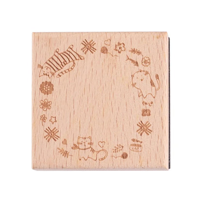 Cute Cat Daily Monthly Calendar Wood Stamp Journaling To Do List Memo Clock in Stamps for Scrapbooking Hobby DIY Craft Suppli