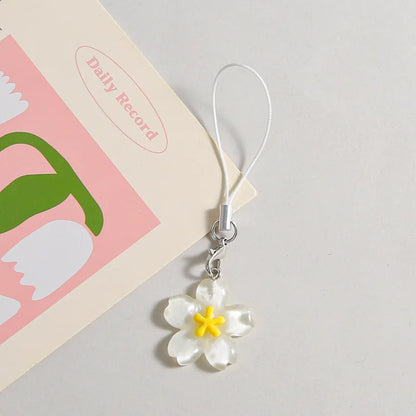Colorful Resin Flower Phone Chains for Women Korean Style Fresh Cute Transparent Bag Key Pendant Best Friend Compact Accessor