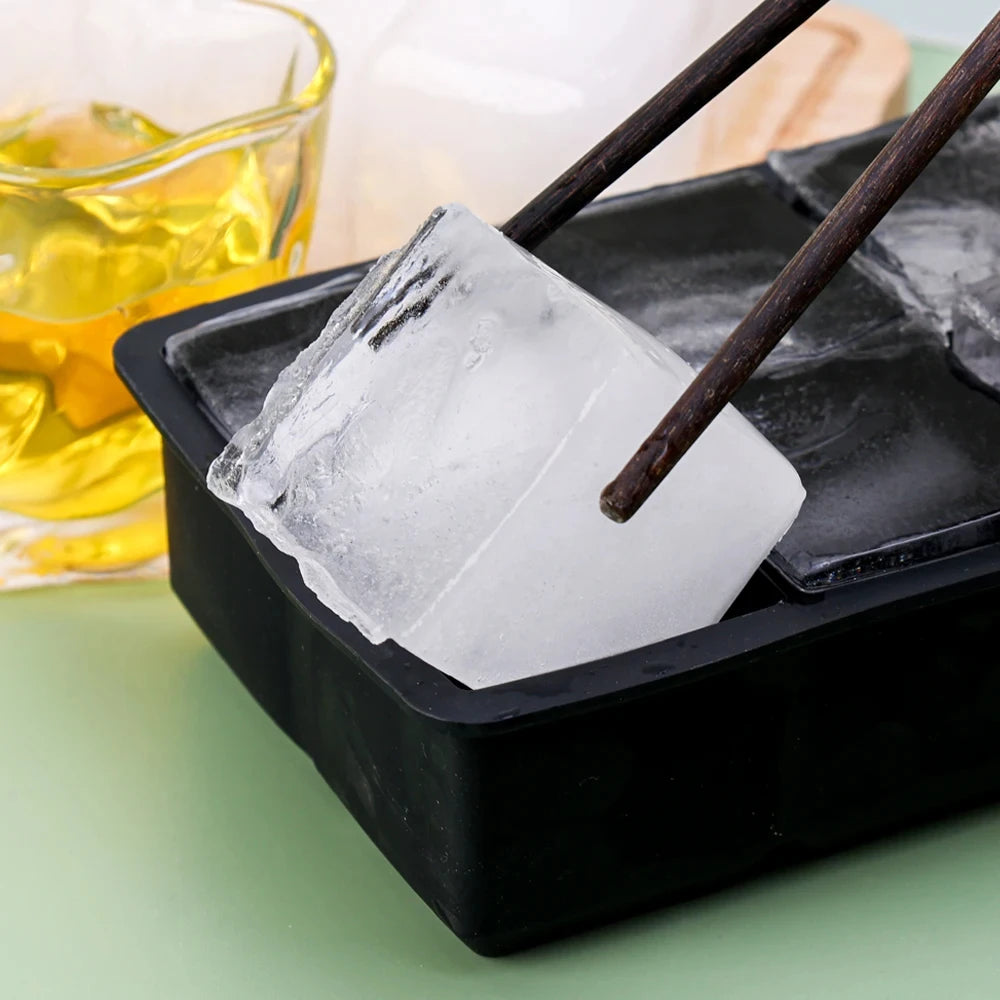 4/6/8/Grid Big Ice Tray Mold Box Large Food Grade Silicone Ice Cube Square Tray Mold Pub Wine Ice Blocks Maker Model