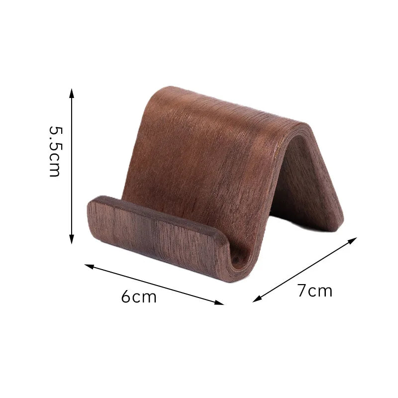 Simple Creative Solid Wood Phone Holder Black Walnut Phone Stand Business Card Display Rack Home Office Desktop Decoration - 