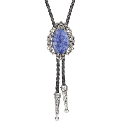 Bolo Tie Western Cowboy Opal Rodeo Leather Necktie - 19