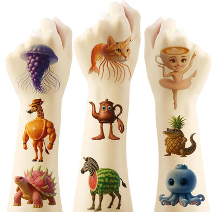 20pcs Tung Tung Sahur Abstract Animal Tattoo Stickers Italian Brainrot Funny Temporary Waterproof Tattoos Decals Kids Party G