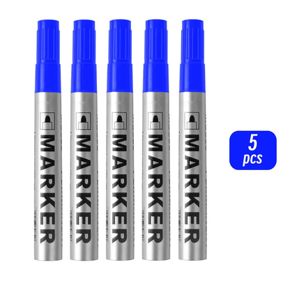 Permanent Paint Marker Pen Waterproof Black Pen for Tyre Oily Markers Quick Drying Signature Pen Stationery Supplies - 5 blue