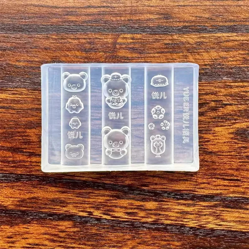 3D Silicone Nail Art Mold Cartoon Hello Kitty Rabbit Bear Relief Carving DIY Design Nails parts Charm Decorations Manicure To
