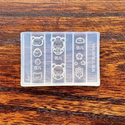3D Silicone Nail Art Mold Cartoon Hello Kitty Rabbit Bear Relief Carving DIY Design Nails parts Charm Decorations Manicure To
