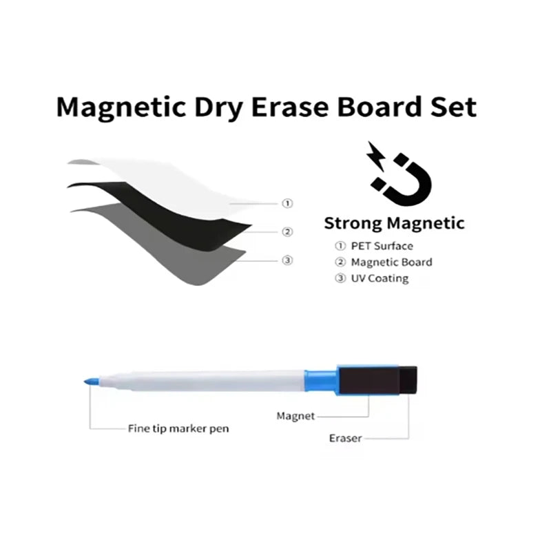 A3 A4 A5 Magnetic Dry Erase Board Refrigerator Magnet Marker WhiteBoard Sheet Kitchen Erasable Flexible Fridge Memo Grocery L