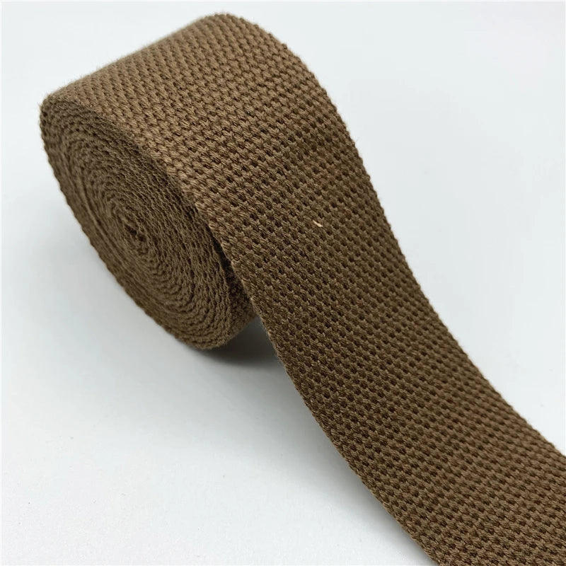 25mm 30mm 38mm 2yards Cotton Webbing Strap Canvas Cotton Ribbon For Knapsack Strapping Bags Crafts DIY Belt Bag Dog Accessori