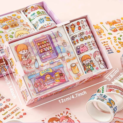 Masking Tape Set, Cute Kawaii Washi Tape, Decorative Masking Tape for Scrapbooking, DIY Crafts, Aesthetic Note Decor, Animal 